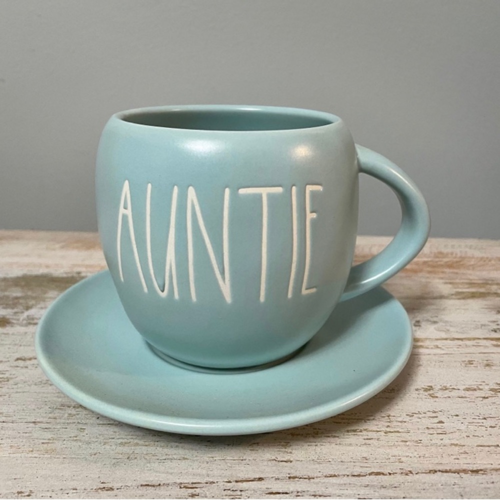 LMT: Rae Dunn "Auntie" Tea Cup & Saucer Collection